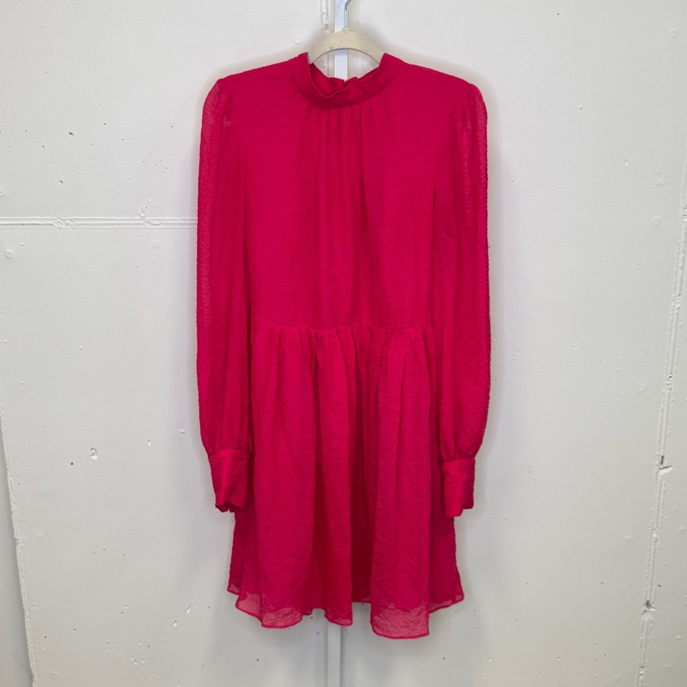 $328 Trina Turk Bloom Mockneck Minidress Radio City Rose Flowy A-line Sz 12 - Picture 2 of 16